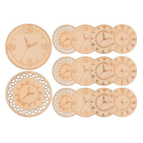Lurrose 16 Stück Teiliges Holz Uhr Ausschnitte Leere Holzscheiben zum Basteln DIY Bemalbare Holzornamente für Kreative Wanddekoration für Kunstprojekte und Persönliche Gestaltungen von Lurrose