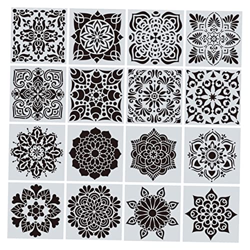Lurrose 16 Stück Zeichnungsvorlage Lineal Fliesenschablone Handwerk Zeichnungen Herstellung Für Mehrere Sprühen Boden Wand Wände Malerei Mandala-schablonen Das Haustier von Lurrose