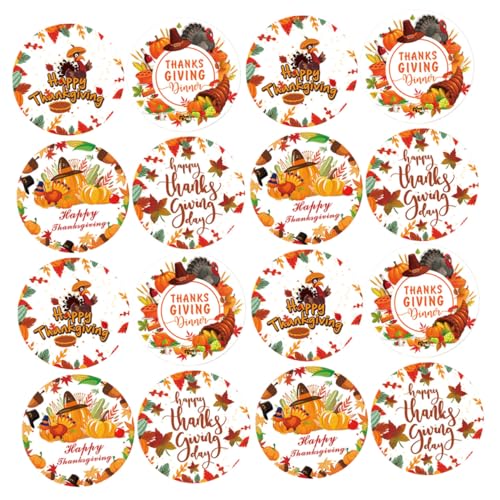 Lurrose 160 Stück Thanksgiving Aufkleber pro Packung Herbstliche Bunte Sticker für Vielseitige DIY Bastelsticker mit Truthahn und Kürbis Einfache Anwendung für Karten und Dekoration von Lurrose