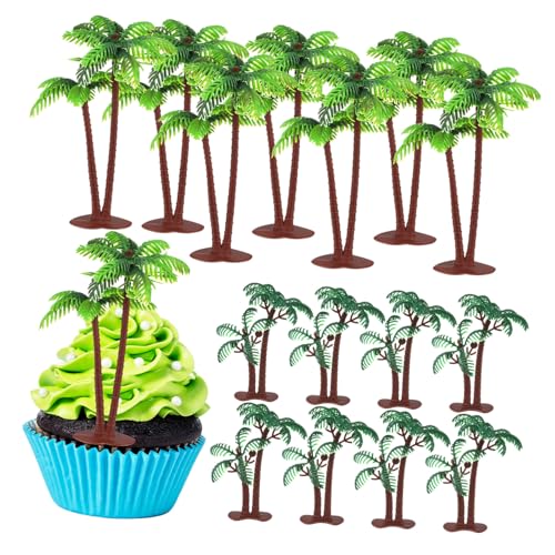 Lurrose 16Stücke Mini Kokospalmen Kuchenaufsätze Künstliche Kokosnüsse für Cupcake Dekoration Tropische Tortenverzierung für Partys und Strandfeiern von Lurrose