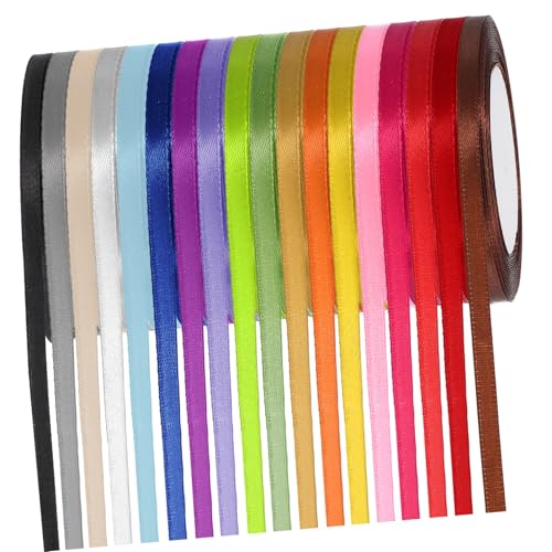 Lurrose 18 Rollen Teiliges Dünnes Polyester dekoband Breit Lang Bunte Geschenkband Farben Vielseitig Einsetzbar für Blumensträuße Geschenkverpackung und Bastelarbeiten von Lurrose
