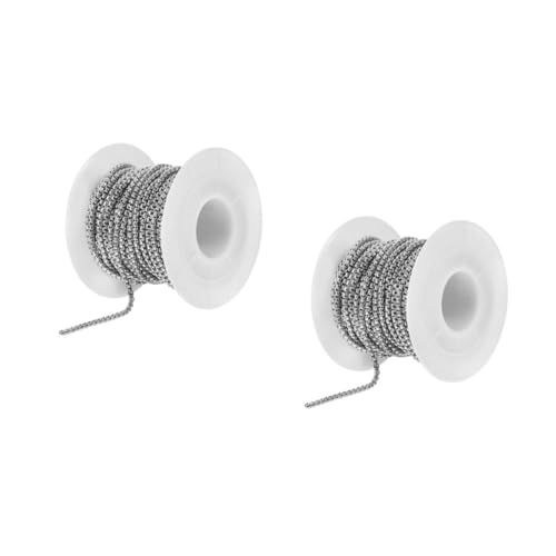 Lurrose 2 Rollen 10 Stahlkette Halskette Perlenkette Für Armschlinge Pulloverkette Quadratische Kugelkette Kettenverlängerung 10 Meter Kette 2 Mm Diy-kette Silver Rostfreier Stahl von Lurrose