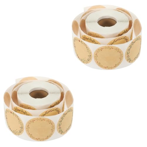 Lurrose 2 Rollen Blumenetikettenaufkleber farbig geschenktüten deko Brief Zubehör Geschenkaufkleber für den Haushalt Feiertagsaufkleber aus Papier Festivalaufkleber Kraftpapier von Lurrose