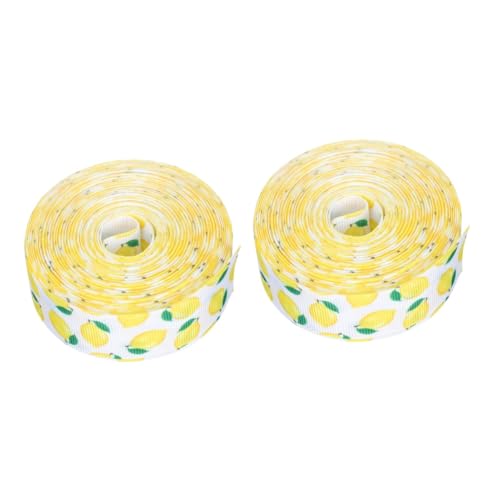 Lurrose 2 Rollen Schleifenband Hochzeitsbesatz Geschenkverpackungsmaterial Schleifenband Klassisches Band Geschenkverpackungsband Zartes Druckband Geschenkverpackungsband Gelbes von Lurrose