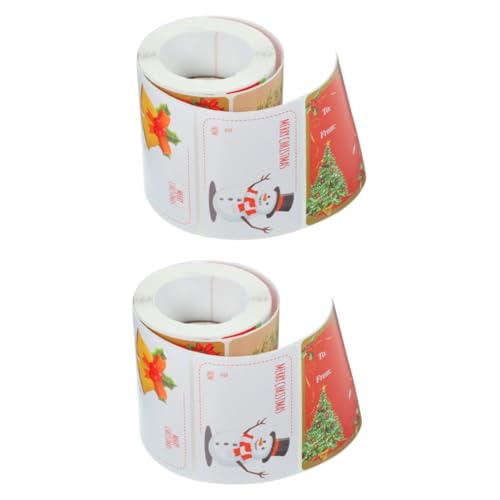 Lurrose 2 Rollen Weihnachtsdekorationsaufkleber weihnachtsaufkleber etiketten Weihnachtsgeschenk-Tags scheckheft scrabbook present tags Geschenkaufkleber Aufkleber für Weihnachtsgeschenke rot von Lurrose