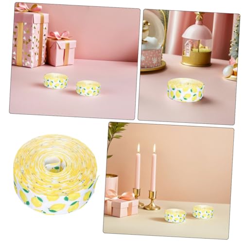 Lurrose 2 Rollen Zitronen Polyesterband mit Drahtkante Robustes Geschenkband für Geschenkverpackung Kränze DIY Schleifen Vielseitig Einsetzbar für Frühling Sommer Partydekorationen von Lurrose