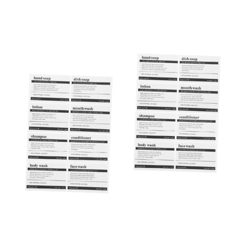 Lurrose 2 Sätze 2 Sets Badezimmer Badeetiketten Aufkleber Für Hautpflegeprodukte Waschbecken Badezimmer Accessoires Shampoo Conditioner Flasche Nachfüllbare 8 Blatt * 2 von Lurrose
