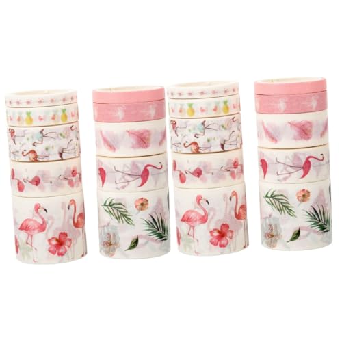 Lurrose 2 Sätze Flamingo-band Ästhetisch Blumen- Geburtstag Basteln Party Flamingos Schüttgut Blinken Zubehör Klebeband Für Scrapbooking Schrott Rosa Japanisches Papier 10 Rollen * 2 von Lurrose
