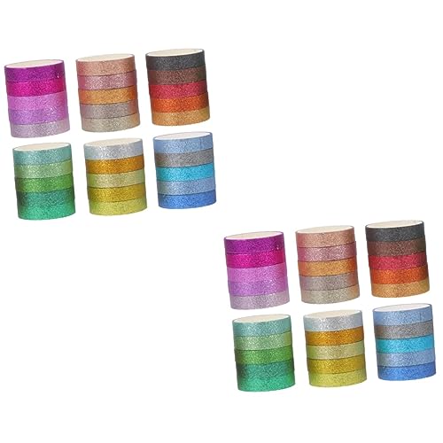 Lurrose 2 Sätze Glitzer Und Washi-tape Farbig Dekorativ Funkelnd Papier Glitzerndes Klebeband Gold Bänder Scrapbooking Tape Metallisch Klebrig Künstlerisch Aufkleber 30 Rollen * 2 von Lurrose
