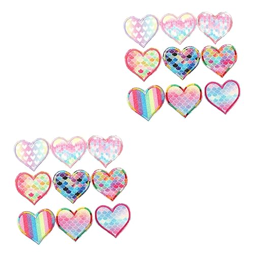 Lurrose 2 Sätze Herz Bestickter Stoffaufnäher Pailletten Applikation Patches Für Kleidung Name Patch Stickset Danke Nähen Benutzerdefinierter Patch Pailletten Applikation 9 Stücke * 2 von Lurrose