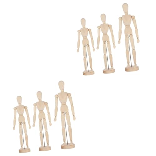 Lurrose 2 Sätze Holzdeko Art Decor Kunstdekoration Malermodell Dekoringe Anzeige Menschliches Gelenkmodell Figur Schaufensterpuppenspielzeug Aus Holz Bewegliches Gelenk Mensch 3 Stück * 2 von Lurrose