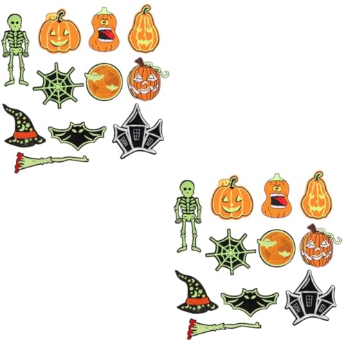 Lurrose 2 Sätze Kleidungsflicken Gestickte Halloween-Patches gestickte Aufnäher Kleidungsstück halloween dekoration halloween decoration Polyester-Kleidungsaufnäher Loch füllender Flicken von Lurrose