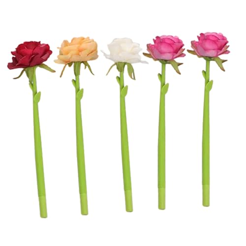 Lurrose 2 Sätze Rosafarbener Kugelschreiber Rosenstifte Stifte in Rosenform Blumenstifte Blumen-kugelschreiber Rosenförmig Sträußchen Roségoldener Stift Farbig Stoffblumen 5 Stück * 2 von Lurrose