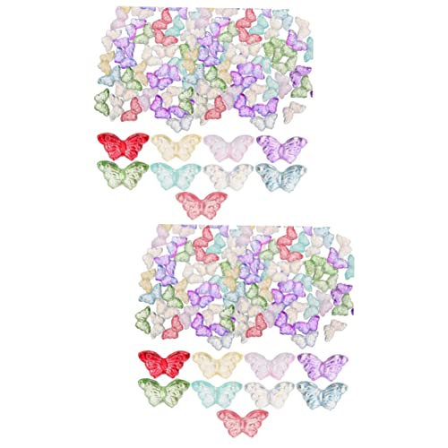 Lurrose 2 Sätze Schmetterling Glasperlen Schmetterlings-edelsteine Schmetterlinge Schmetterlingsdekoration Schmetterlingsperlen Perlen Für Schmuck Halskette Perlen 100 Stück * 2 von Lurrose