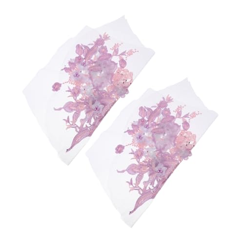 Lurrose 2 Stück Dekorative Spitzenabziehbilder Blumengestickte Spitzenapplikation Blumensticker Spitzen Applikationen Stickerei-Patch-Blumen Stickereiflecken Wasserversuchung Lavendel von Lurrose