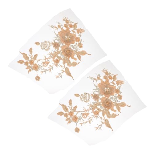 Lurrose 2 Stück Dekorative Spitzenabziehbilder Reparaturflicken für Kleidung gestickte Aufnäher Blumen Spitzenblumenapplikation bestickte Spitzenapplikation Applikationen Kunststoff Golden von Lurrose