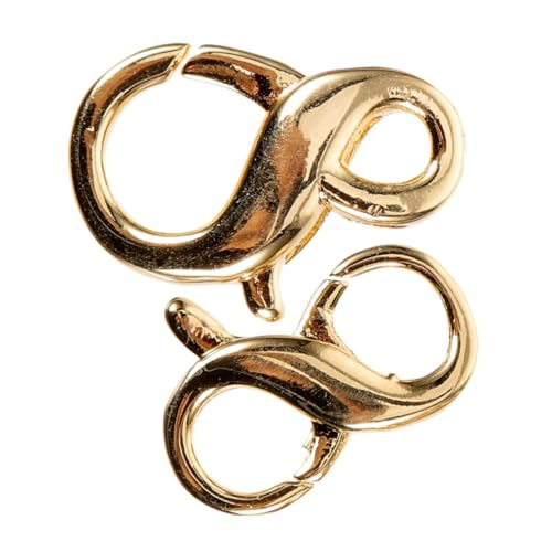 Lurrose 2 Stück Doppelter Öffnungs karabiner Verschluss Goldfarbene Lobster Clasps für Halsketten Armbänder DIY Schmuckverbindung Sicherer Schmuckverschluss für Verlängerungen von Lurrose