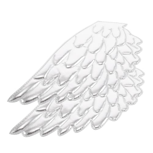 Lurrose 2 Stück Engelsflügel Zubehör Große Engelsflügel Dekoration Stoff Angel Flügelverkleidung Flügelfleck Kleiderdekoration Flügelflicken nähen Schwamm Silver von Lurrose