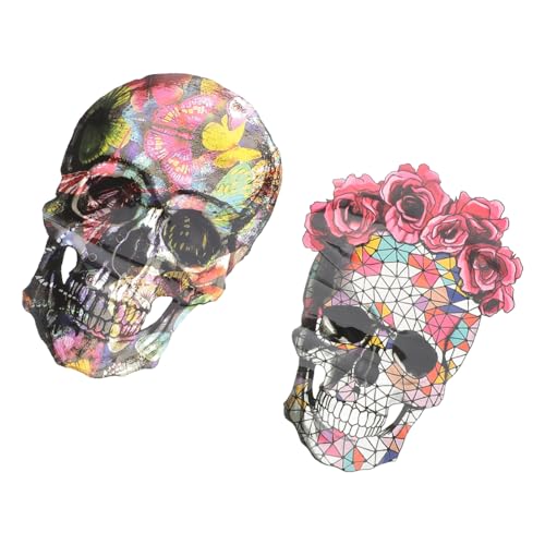 Lurrose 2 Stück Halloween-hitzepresse Schädel Kleidung Dekoration Gruselige Aufkleber Beängstigend Überweisungen Gothic-patches Schädelübertragung Motive Led Party Drinnen Skelett Papier von Lurrose
