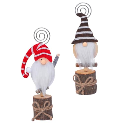 Lurrose 2 Stück Halter Für Weihnachtsnotizen Weihnachtliche Tischdekoration Weihnachtsfeier Liefert Fotohalter Bildstifte Weihnachtskartenhalterständer Tischdeckenklammern Fotoclip Hölzern von Lurrose