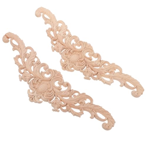 Lurrose 2 Stück Holzornamente Möbeldekor Unbemalte Geschnitzte Applique Ecken Retro Onlay DIY für Schrank Tür Wand Vintage Dekoration von Lurrose