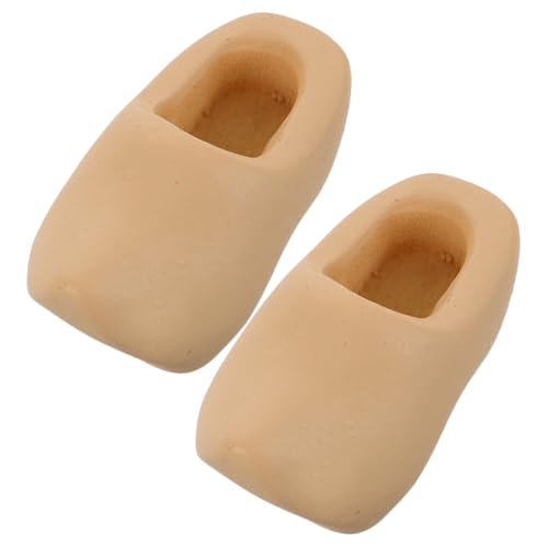 Lurrose 2 Stück Holzschuhminiatur drinnen für Fee holz ornamente holzfiguren Holzdekoration Holzschuhe Handarbeit Mini Holzschuhe puppenhaus handwerk dekoration leere Holzschuhe Beige von Lurrose