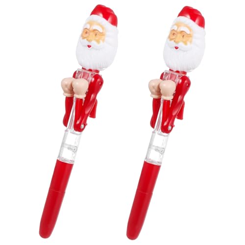 Lurrose 2 Stück Kreative Weihnachts Kugelschreiber im Santa Claus Design Druckkugelschreiber mit Licht für Schüler Weihnachtsdeko Zufällige Farbe Zufällige Farbe von Lurrose