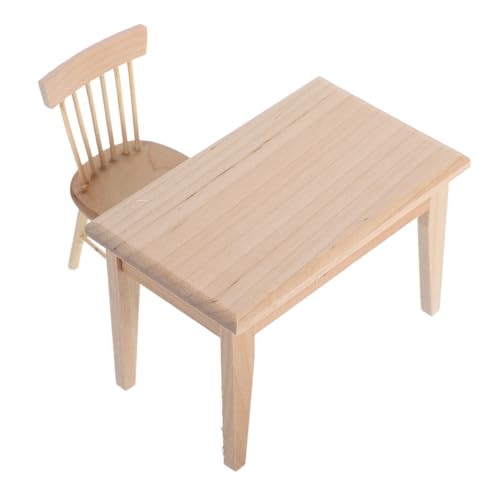 Lurrose 2 Stück Mini Tisch Und Stuhl Möbelspielzeug Puppenhaus Miniatur Holzstuhl Miniatur Szene Puppenhaus Hocker Modell Holzstuhl Zubehör Puppenhaus Modell Stühle von Lurrose