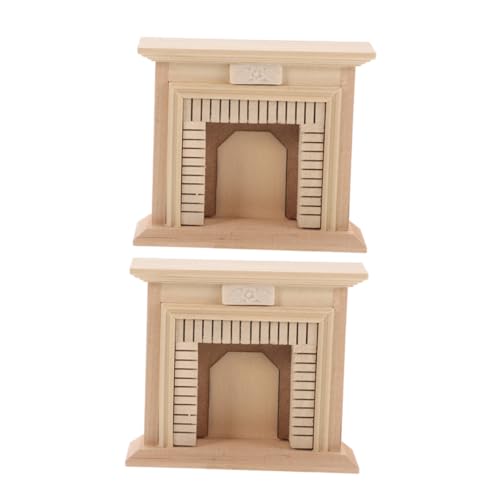 Lurrose 2 Stück Miniatur Holz Feuerstellen Unvollendete DIY Puppenhaus Möbel Simulation für Feengarten Mikro Landschaft Dekoration von Lurrose