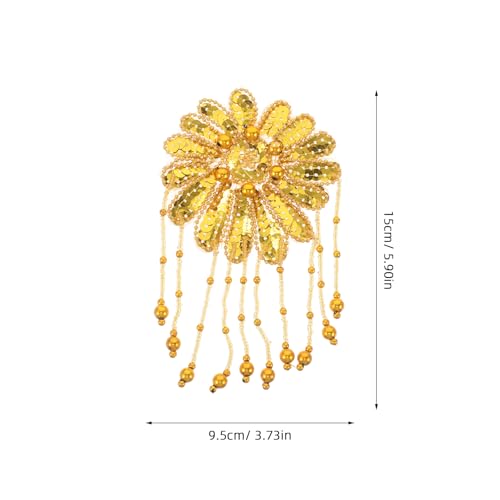 Lurrose 2 Stück Pailletten-Blumenquasten-Schulter-Epauletten für Kostüme – Fransenquasten-Schulter-Broschen für Damen, Party-Auftritt, golden Lurrose 2 Stück Pailletten-Blumenquasten-Schulter-Epauletten für Kostüme – Fransenquasten-Schulter-Broschen für Damen, Party-Auftritt, golden von Lurrose