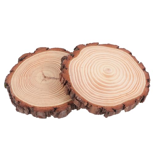 Lurrose 2 Stück Runde Holzscheiben mit Rinde Unbehandelte Holzplatten für Diy Bastelprojekte Hochzeits und Weihnachtsdekoration Vielseitig Einsetzbar für Kreative Gestaltung von Lurrose