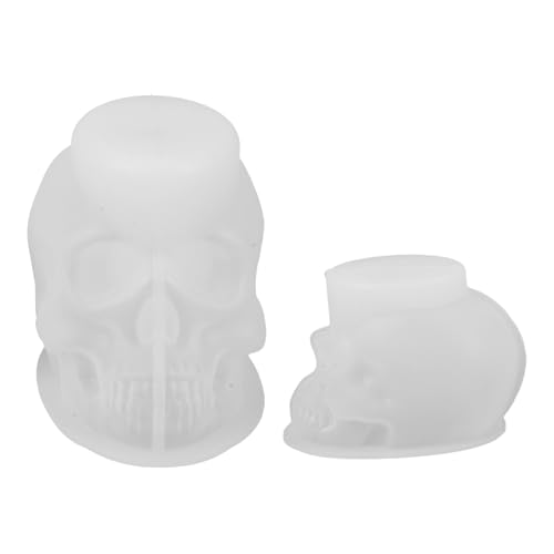 Lurrose 2 Stück Teiliges Silikon Totenkopf Gussform für Halloween DIY Kerzen Seife Harz Realistische Skelettkopf Silikonform Langlebig Vielseitig für Wachs Epoxidharz von Lurrose