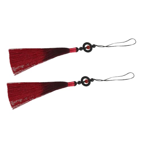Lurrose 2 Stück Traditionelle Dekoration Hängende Charms für Taijiquan und Guqin Elegantes Design Weinrot für Aufführungen und Training von Lurrose