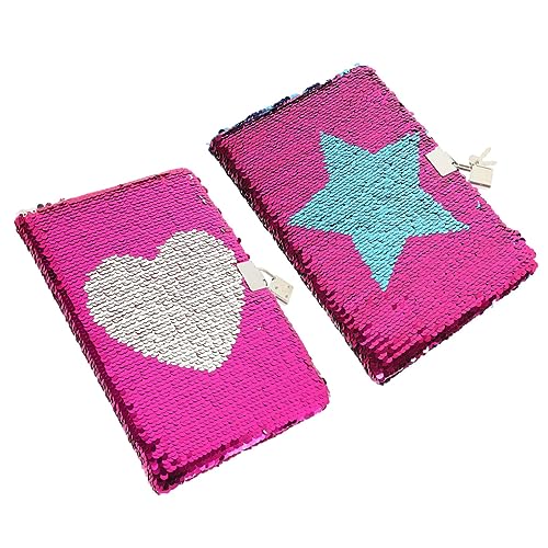 Lurrose 2 Stück Zeitplanbuch schreiben Code Notizbuch Notizbilder tragbarer Planer-Notizblock Schlüssel hochstihl Hochwertige Verarbeitung Tagebuch Schreibbuch Notizbücher Pailletten Rosy von Lurrose