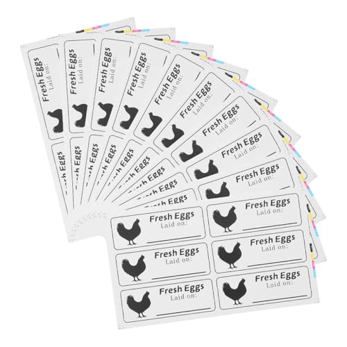 Lurrose 20 Blatt Frische Eier Aufkleber Selbstklebende Datumssticker für Eierkartons für Täglichen Gebrauch zur Einfachen Überwachung Frische und Lebensmittelsicherheit Etiketten Bögen von Lurrose