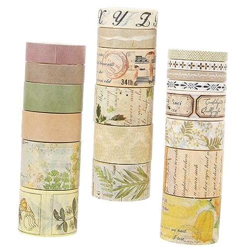 Lurrose 20 Rollen Retro-washi-tape Papier Journaling Schrottbuch Sammelalbum Farbig Ästhetisch Zeitschrift Schüttgut Pergament Tagebuchband Scrapbook-klebeband Dekorativ Sammelklebeband von Lurrose