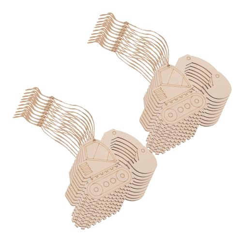 Lurrose 20 Stück Hackschnitzel vom Bagger unfertige Holzausschnitte Holzmalerei-Ausschnitte DIY -Holzchips Baufahrzeuge Holzausschnitte leere Holzscheiben Baggerholzscheiben hölzern Khaki von Lurrose