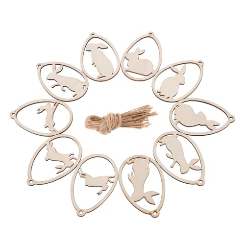 Lurrose Tab Bunny Cutouts 20 Stück Osterdekorationen Holzhandwerk Heimdekoration von Lurrose
