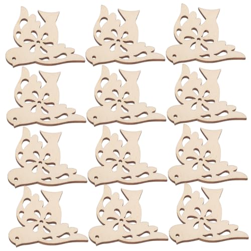 Lurrose 20 Stück Holzspan Vogelausschnitte hängend für Basteltauben Taubenvögel weihnachtsbaumdeko tannenbaum dekoration woodcarver Holztaubenscheiben Deko-Anhänger Friedenstaube hölzern von Lurrose