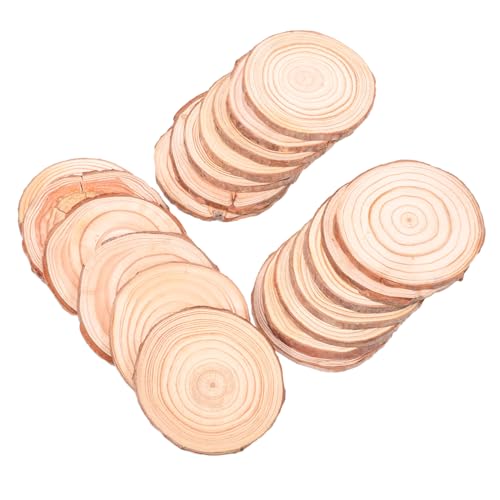 Lurrose 20 Stück Natürliche Holzscheiben mit Rinde Unbehandelte Runde Holzstücke für DIY Bastelprojekte Bemalbare Holzverzierungen Rustikale Hochzeit Weihnachtsdekoration von Lurrose