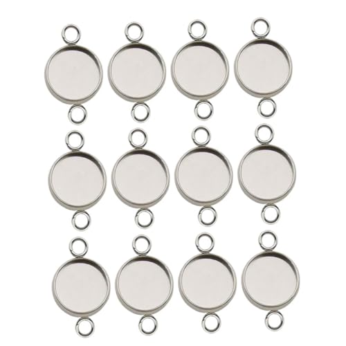 Lurrose 20 Stück Schmuckfassung Rundes Cabochon Bezel Anhänger Diy Schmuckzubehör mit Doppelösen für Schmuckherstellung von Lurrose