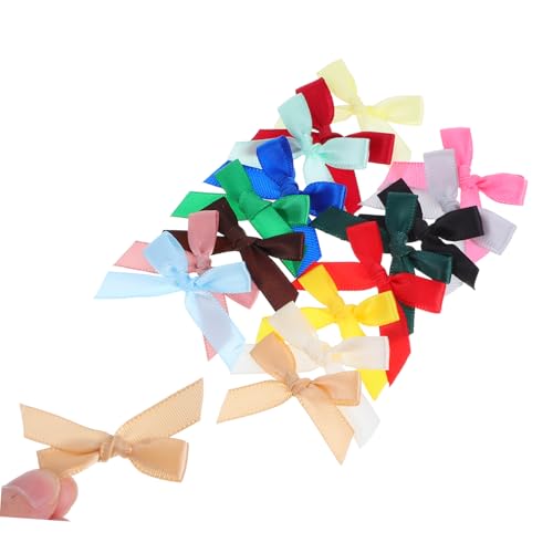 Lurrose 200 Stück Bandschleife kleine Schleifen zum Basteln kleine Stoffschleifen Haarzubehör für Mädchen Zierschleifen Schleifen zum Binden Mini-Fliegen zum Basteln Bogenzubehör Polyester von Lurrose