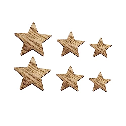 Lurrose 200 Stück DIY Holzornamente Holzspäne Holzausschnitte Holzscheiben Holzstern Holzhandwerk von Lurrose