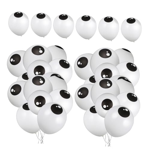 Lurrose 200 Stück Halloween-Augenballons Partyballons Monsterballons halloween dekoration party dekoration Aufblasbare Augapfelballons Halloween-Augäpfel-Partydekorationen Emulsion Weiß von Lurrose