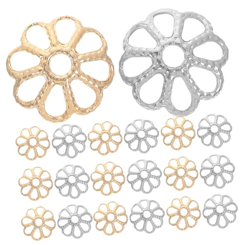 Lurrose 200 Stück Metall Perlenkappen mit Hohlem Blumenmuster Spacer Caps für Halsketten und Armbänder Schmuckzubehör für Diy Schmuckherstellung Höhe Vergoldet von Lurrose