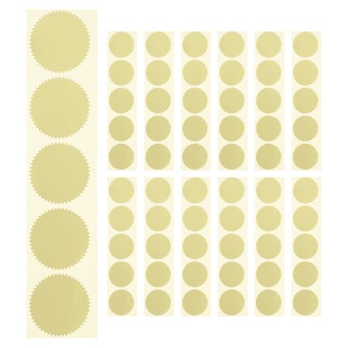 Lurrose 200 Stück Notarsiegel: Prägeaufkleber – Zertifikatssiegeletiketten mit Gezacktem Rand für Auszeichnungen Und Rechtliches (gold) von Lurrose
