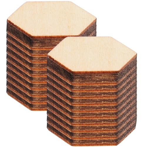 Lurrose 200 Stück Sechseckige Holzscheiben Buchenholz Diy Bastelmaterial für Hochzeits Geburtstags und Weihnachtsdekorationen Unbeschichtet und Vielseitig Verwendbar von Lurrose