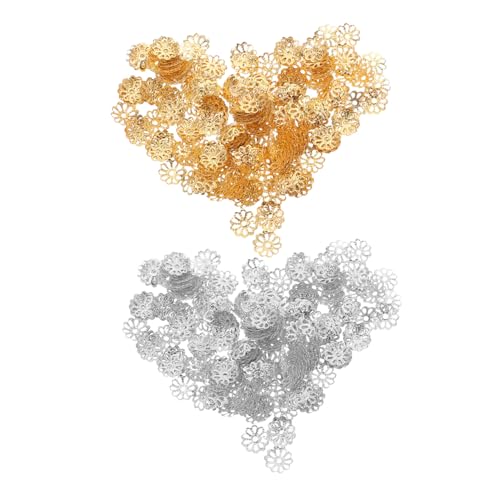 Lurrose 2000 Stück Schneeflocken Perlenkappen Metallspacer Hohlblumen Design für Diy Schmuckherstellung Armband Halskette Ohrringe Leichte Komfortable Metallperlenkappen von Lurrose