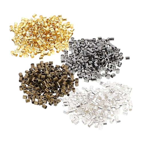 Lurrose 2000 Stück Teiliges Crimpperlen Tube Beads in Gold Schwarz Silber Antikbronze Haltbare Schmuckperlen für DIY Armbänder Halsketten Feine Schmuckherstellung von Lurrose