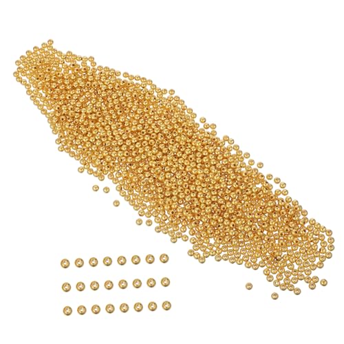 Lurrose 2000 Stück Vergoldete Armbandperlen lose Spacer-Schmuckperlen Abstandshalter runde Perlen Armband runde Perlen Abstandshalter Plastik Golden von Lurrose